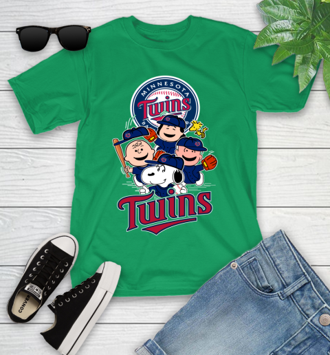 MLB Minnesota Twins Snoopy Charlie Brown Woodstock The Peanuts Movie Baseball T Shirt_000 Youth T-Shirt 8