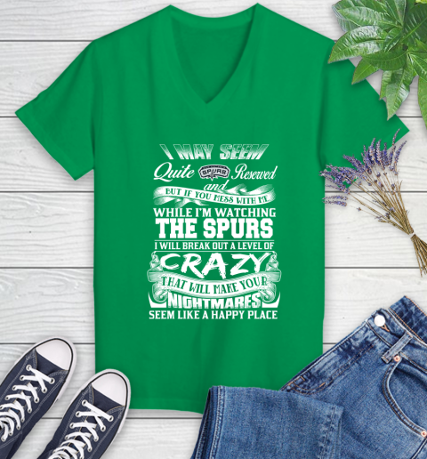 San Antonio Spurs NBA Basketball Don't Mess With Me While I'm Watching My Team Women's V-Neck T-Shirt 5