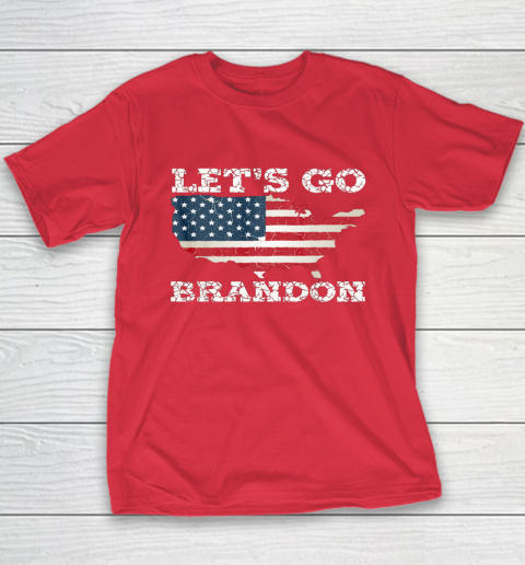 Let's Go Brandon Joe Biden Chant Impeach Biden USA Flag FJB Youth T-Shirt 8