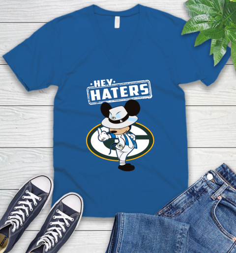NFL Hey Haters Mickey Football Sports Green Bay Packers V-Neck T-Shirt 5
