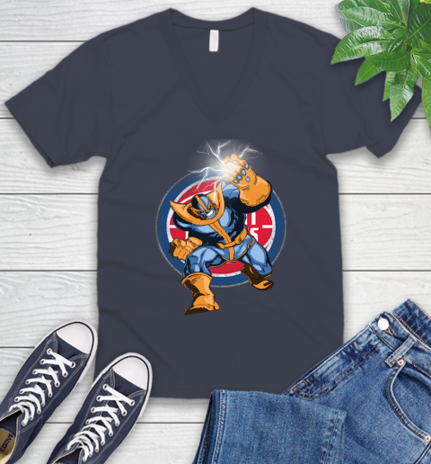 Detroit Pistons NBA Basketball Thanos Avengers Infinity War Marvel V-Neck T-Shirt 8