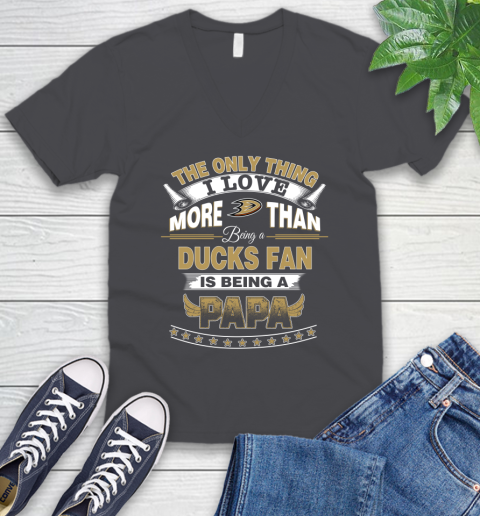 NHL The Only Thing I Love More Than Being A Anaheim Ducks Fan Is Being A Papa Hockey V-Neck T-Shirt 4