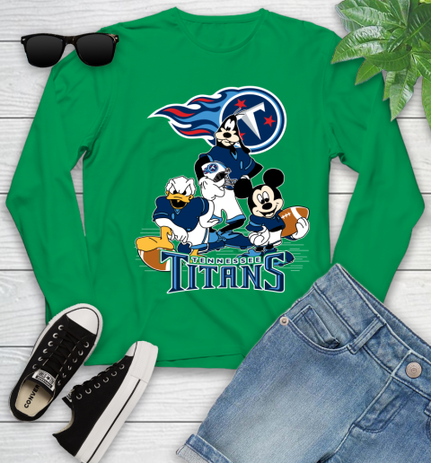 NFL Tennessee Titans Mickey Mouse Donald Duck Goofy Football Shirt Youth Long Sleeve 7