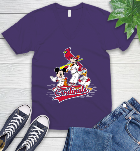 MLB St.Louis Cardinals Mickey Mouse Donald Duck Goofy Baseball T Shirt V-Neck T-Shirt 9
