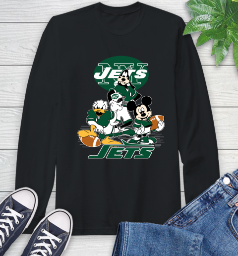 NFL New York Jets Mickey Mouse Donald Duck Goofy Football Shirt Long Sleeve T-Shirt