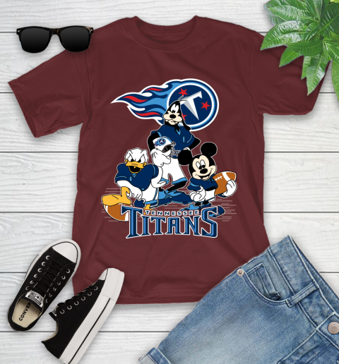 NFL Tennessee Titans Mickey Mouse Donald Duck Goofy Football Shirt Youth T-Shirt 14