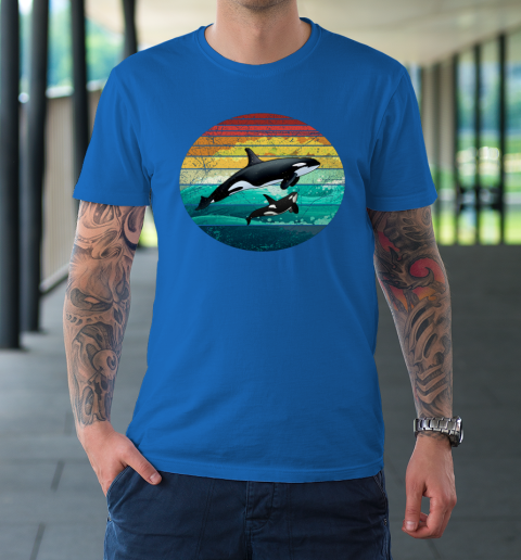 Orca Family Vintage Retro Art Killer Whale Family T-Shirt 7
