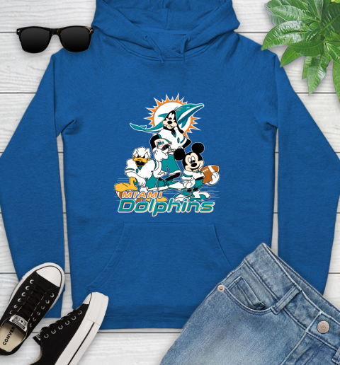 NFL Miami Dolphins Mickey Mouse Donald Duck Goofy Football Shirt Youth Hoodie 11