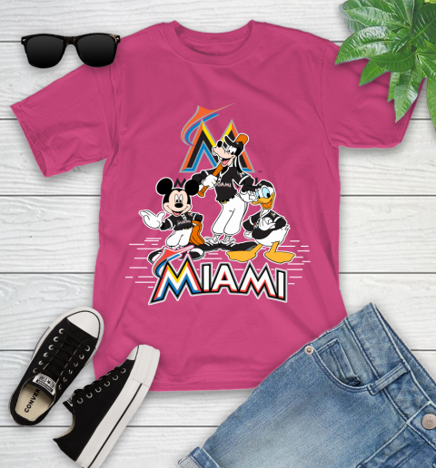 MLB Miami Marlins Mickey Mouse Donald Duck Goofy Baseball T Shirt Youth T-Shirt 11