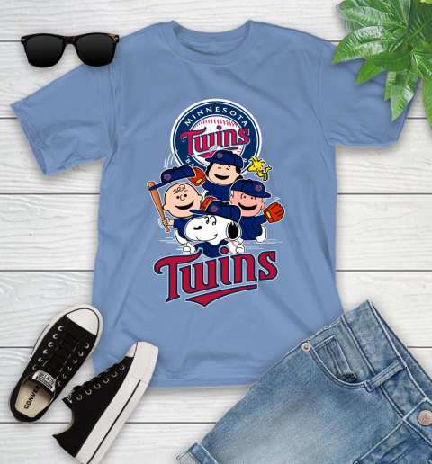MLB Minnesota Twins Snoopy Charlie Brown Woodstock The Peanuts Movie Baseball T Shirt_000 Youth T-Shirt 15