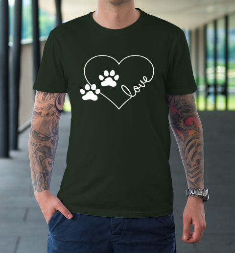 Cute Love Hearts Valentine Day Paw Print Dog Owner Dog Lover T-Shirt 3