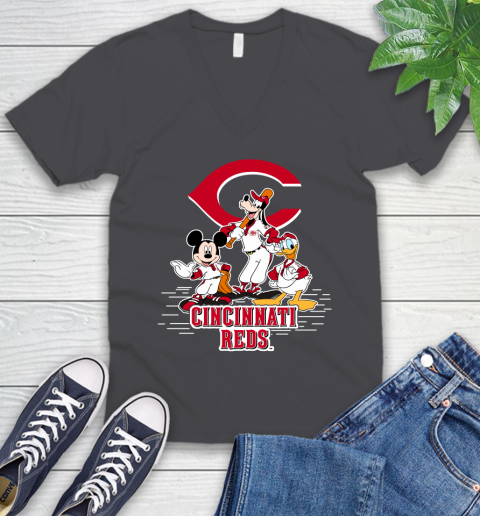 MLB Cincinnati Reds Mickey Mouse Donald Duck Goofy Baseball T Shirt V-Neck T-Shirt 4
