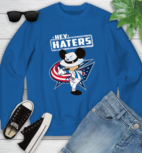 NHL Hey Haters Mickey Hockey Sports Columbus Blue Jackets Youth Sweatshirt 7