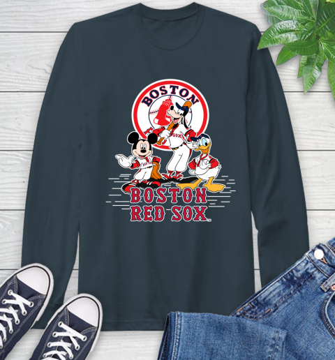 MLB Boston Red Sox Mickey Mouse Donald Duck Goofy Baseball T Shirt Long Sleeve T-Shirt 9