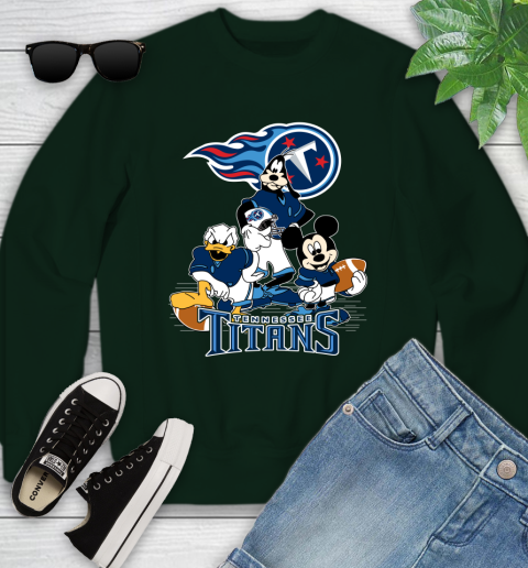 NFL Tennessee Titans Mickey Mouse Donald Duck Goofy Football Shirt Youth Sweatshirt 9