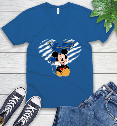 NHL St.Louis Blues The Heart Mickey Mouse Disney Hockey V-Neck T-Shirt 5