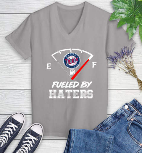 Minnesota Twins MLB Baseball Fueled By Haters Sports Women's V-Neck T-Shirt 4