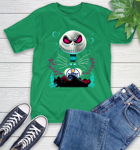 NHL Edmonton Oilers Jack Skellington Sally The Nightmare Before Christmas Hockey T-Shirt 7