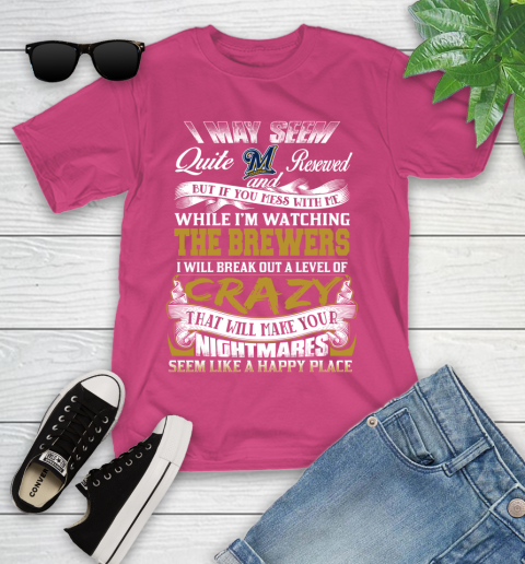 Milwaukee Brewers MLB Baseball Don't Mess With Me While I'm Watching My Team Youth T-Shirt 11