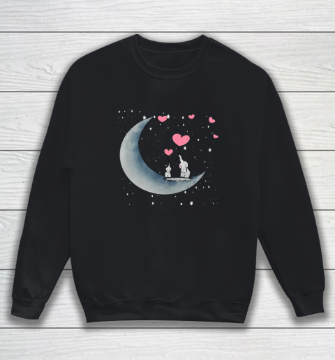 Heart Balloon Elephant Vintage Valentine Mom Crescent Moon Sweatshirt 1