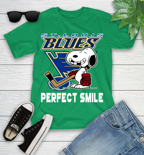 NHL St.Louis Blues Snoopy Perfect Smile The Peanuts Movie Hockey T Shirt Youth T-Shirt 8