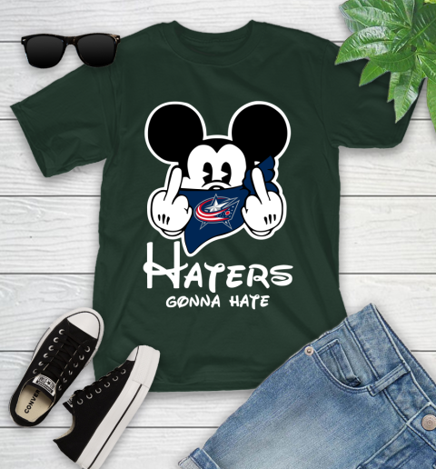 NHL Columbus Blue Jackets Haters Gonna Hate Mickey Mouse Disney Hockey T Shirt Youth T-Shirt 5