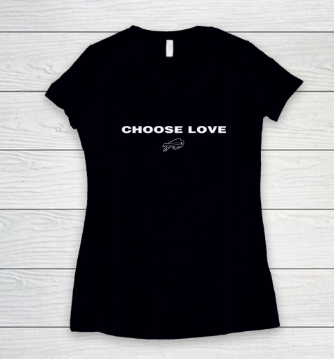 Choose Love Buffalo Bills Women's V-Neck T-Shirt 8