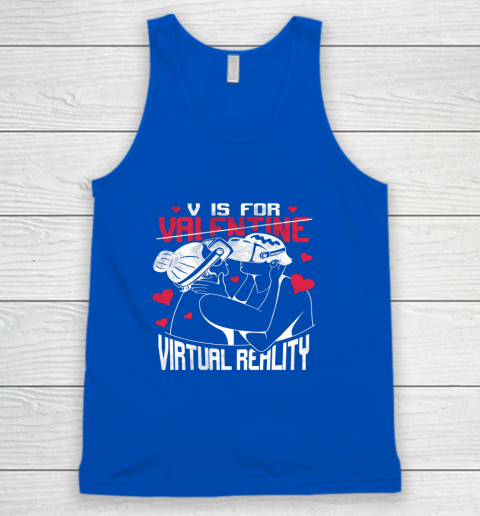 V Is For Virtual Reality Funny Valentine Couples Lovers Kiss Tank Top 3