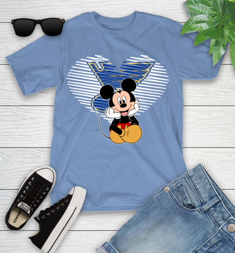 NHL St.Louis Blues The Heart Mickey Mouse Disney Hockey Youth T-Shirt 15