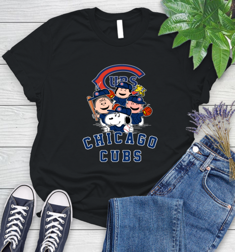 MLB Chicago Cubs Snoopy Charlie Brown Woodstock The Peanuts Movie Baseball T Shirt Women's T-Shirt