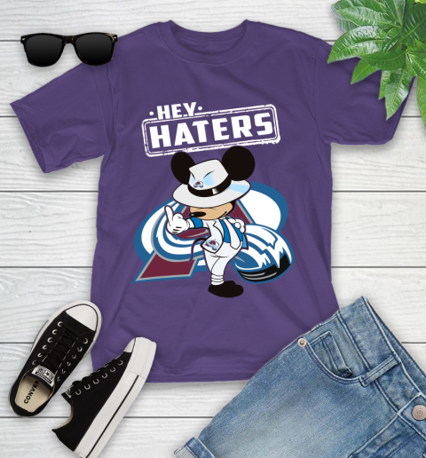 NHL Hey Haters Mickey Hockey Sports Colorado Avalanche Youth T-Shirt 3