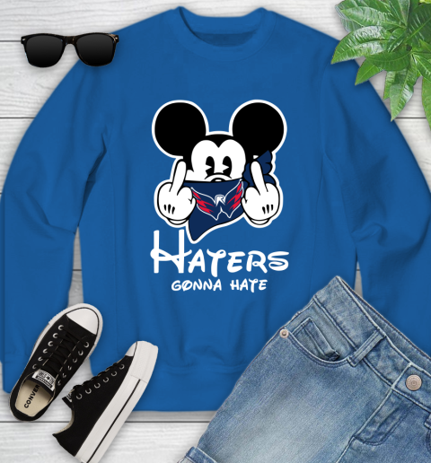 NHL Washington Capitals Haters Gonna Hate Mickey Mouse Disney Hockey T Shirt Youth Sweatshirt 7
