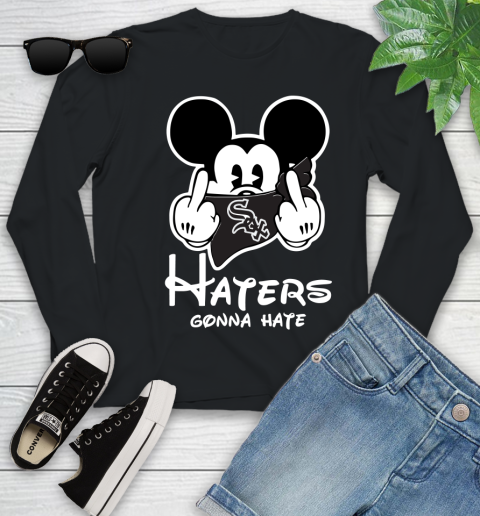 MLB Chicago White Sox Haters Gonna Hate Mickey Mouse Disney Baseball T Shirt_000 Youth Long Sleeve
