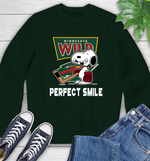 NHL Minnesota Wild Snoopy Perfect Smile The Peanuts Movie Hockey T Shirt Sweatshirt 12