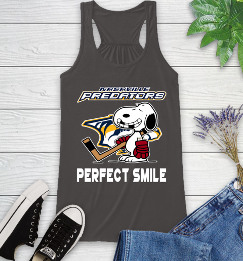 NHL Nashville Predators Snoopy Perfect Smile The Peanuts Movie Hockey T Shirt Racerback Tank 11