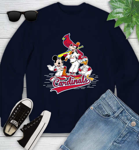 MLB St.Louis Cardinals Mickey Mouse Donald Duck Goofy Baseball T Shirt Youth Sweatshirt 2