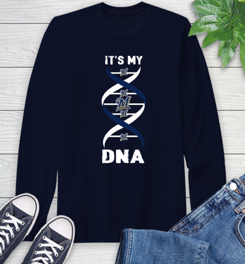 Milwaukee Brewers MLB Baseball It's My DNA Sports Long Sleeve T-Shirt 3