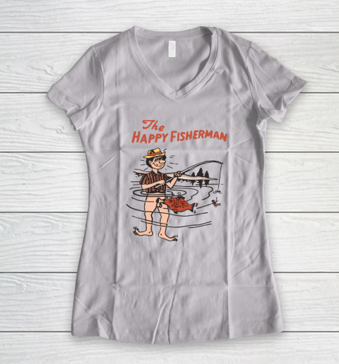 The Happy Fisherman Women's V-Neck T-Shirt
