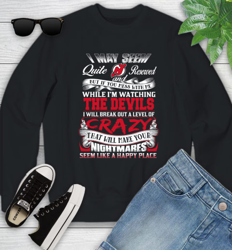 New Jersey Devils NHL Hockey Don't Mess With Me While I'm Watching My Team Youth Sweatshirt