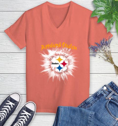 Pittsburgh Steelers NFL Football Adoring Fan Rip Sports Women's V-Neck T-Shirt 6