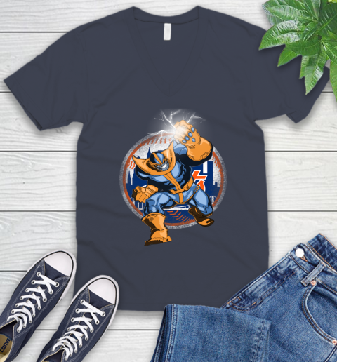 New York Mets MLB Baseball Thanos Avengers Infinity War Marvel V-Neck T-Shirt 8