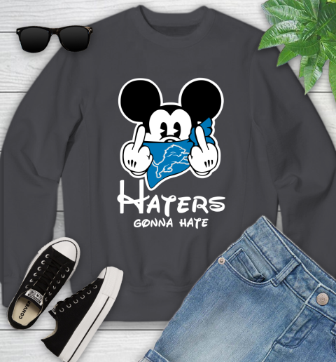NFL Detroit Lions Haters Gonna Hate Mickey Mouse Disney Football T Shirt Youth Sweatshirt 5