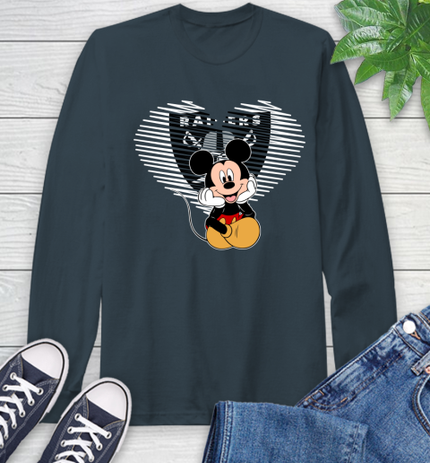 NFL Oakland Raiders The Heart Mickey Mouse Disney Football T Shirt_000 Long Sleeve T-Shirt 9