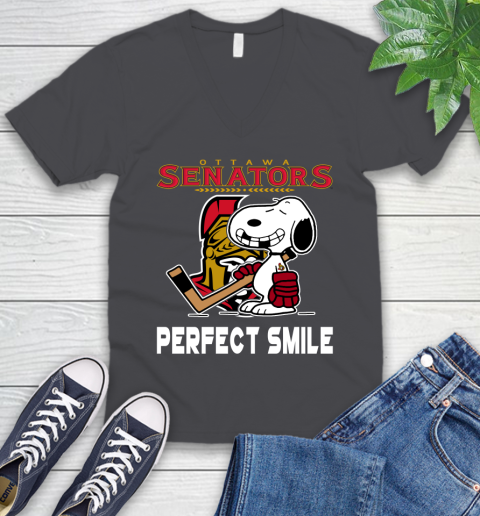 NHL New York Rangers Snoopy Perfect Smile The Peanuts Movie Hockey T Shirt V-Neck T-Shirt 4