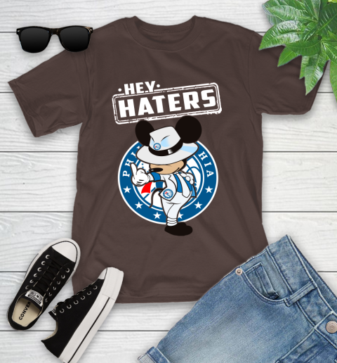 NBA Hey Haters Mickey Basketball Sports Philadelphia 76ers Youth T-Shirt 7