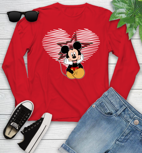 NHL Dallas Stars The Heart Mickey Mouse Disney Hockey Youth Long Sleeve 11