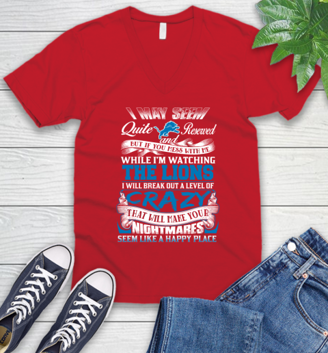 Detroit Lions NFL Football Don't Mess With Me While I'm Watching My Team V-Neck T-Shirt 6