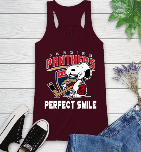 NHL Florida Panthers Snoopy Perfect Smile The Peanuts Movie Hockey T Shirt Racerback Tank 2