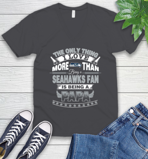 NFL The Only Thing I Love More Than Being A Seattle Seahawks Fan Is Being A Papa Football V-Neck T-Shirt 4