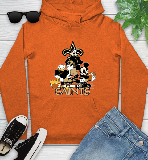 NFL New Orleans Saints Mickey Mouse Donald Duck Goofy Football Shirt Youth Hoodie 4